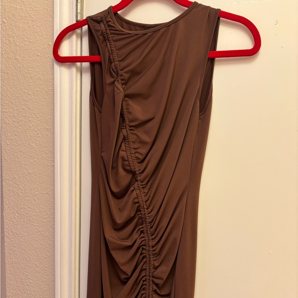 Brown Ruched Dress